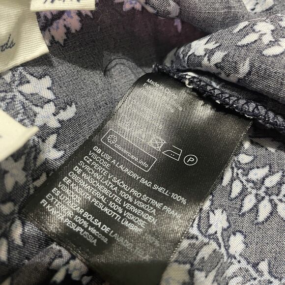 H&M Navy Blue Paisley Roung Hem SUmmer Adjustable Strap Mini Dress Size 2 - Picture 3 of 6